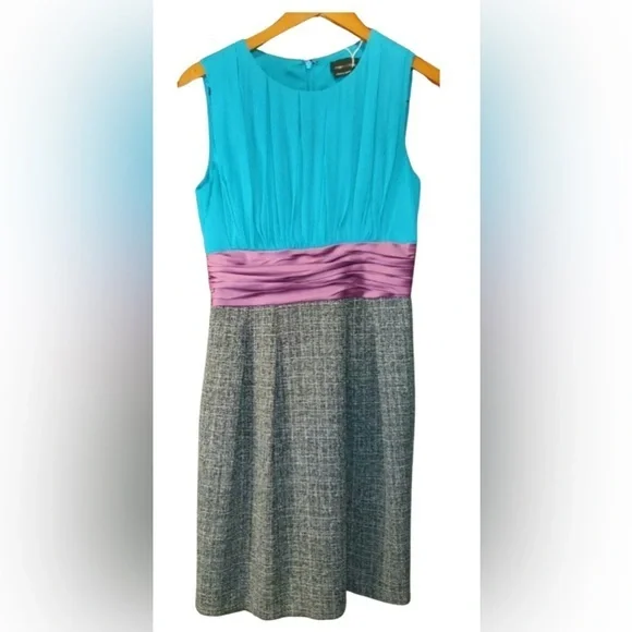 ๐ฉต๐Max and Cleo Teal and Fuchsia Houndstooth Sheath | Size 4 ๐ฉต๐ - Picture 1 of 8